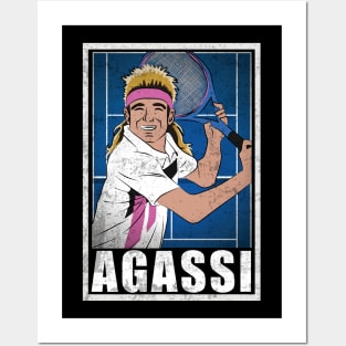 Agassi Tennis Player Hero Vintage Grunge Posters and Art